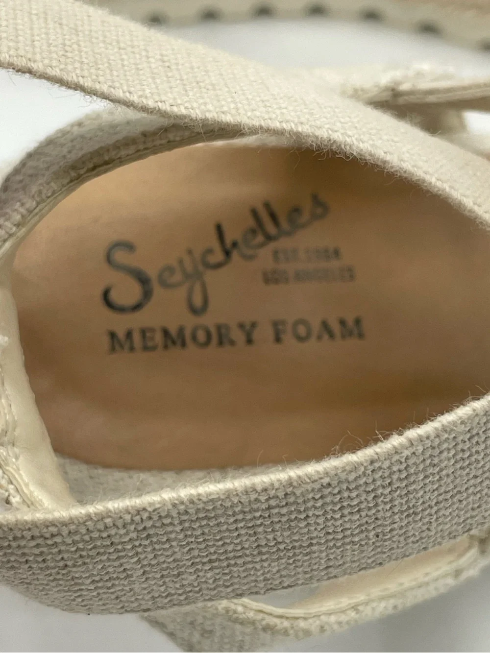 Seychelles Bindy Cream Ankle-Wrap Crisscross Strap Espadrille Sandal.
